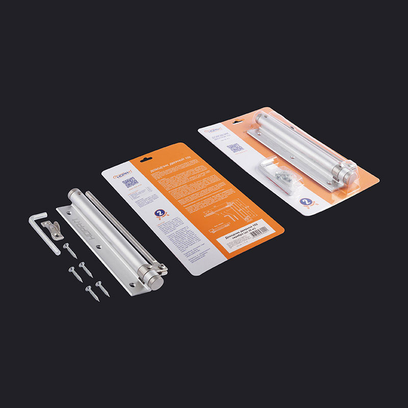 Комплектация и упаковка Доводчик дверной пружинный 102 цвет Серебро Нора-М